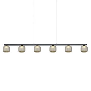 LED závesné svietidlo Loft, 6-pl., dymové sklo