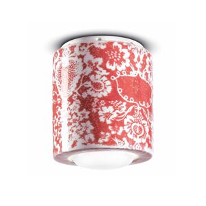 PI stropné svietidlo, kvetinový vzor, Ø 12,5 cm červená/biela