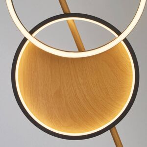 LED stojacia lampa Curio, vzhľad dreva