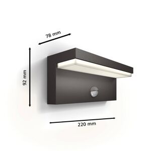 Vonkajšie nástenné svietidlo Philips LED Bustan UE, senzor, 4 000 K