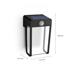 Solárne nástenné svietidlo Philips LED Shroud, čierne/čierne, senzor