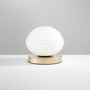 Stolná lampa Ripple, zlatá farba/opál, Ø 18 cm