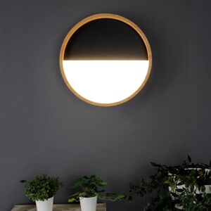 Nástenné svietidlo Vista LED, čierna farba/svetlé drevo, Ø 30 cm