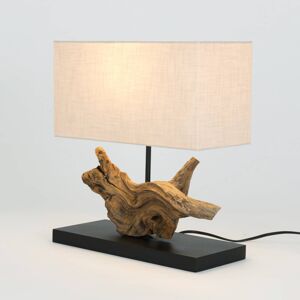 Stolová lampa Lipari, farba dreva/béžová, výška 41 cm, ľan