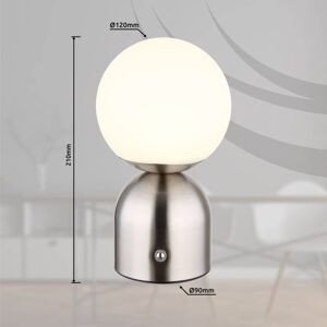 Nabíjateľná stolná lampa Julsy LED, niklová farba, výška 21 cm, CCT