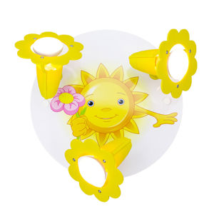 Stropné svietidlo Slnko s kvetom 3-pl. žlté-biele