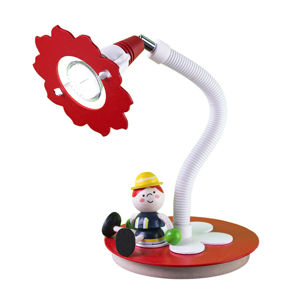Stolná LED lampa Požiarnik Fred, červeno-biela
