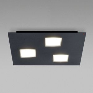 Fabbian Quarter čierne stropné LED svetlo 3-pl.