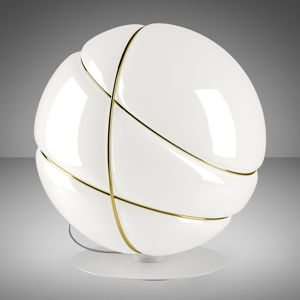 Fabbian Armilla sklenená stolná lampa, biela zlatá