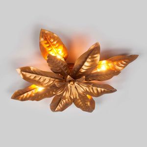 Stropné svietidlo Fleuria z kovu, antická zlatá