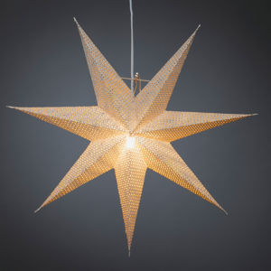 Hviezda z bieleho papiera, dierkované, 7–cípa