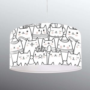 S mačacím motívom potlačená závesná lampa Cats