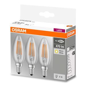 LED sviečková žiarovka E14 4W filament 2 700K 3 ks
