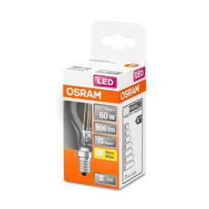 OSRAM LED žiarovka E14 Classic P 5,5W 2700 K číra