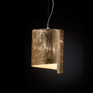Závesná lampa Papiro, Ø 26 cm, zlato