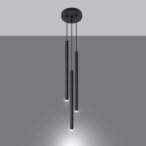 Závesná lampa Thin, čierna, 3-plameňová, rondel