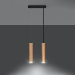 Závesná lampa Tube z dreva, dvoj-plameňová