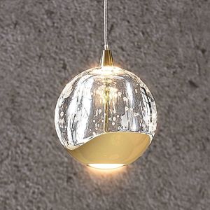 LED závesná lampa Hayley, sklená, 1 svetlo, zlatá