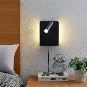 Lucande Zavi nástenné LED svietidlo, USB, čierne